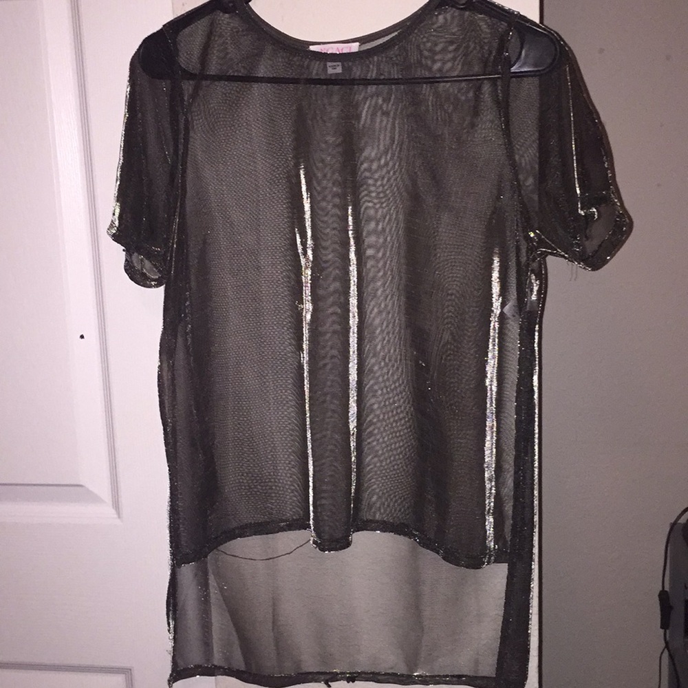 See through silver t shirt